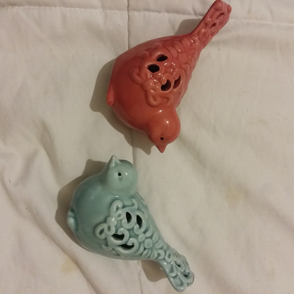 Glass birds and bird shaped candles